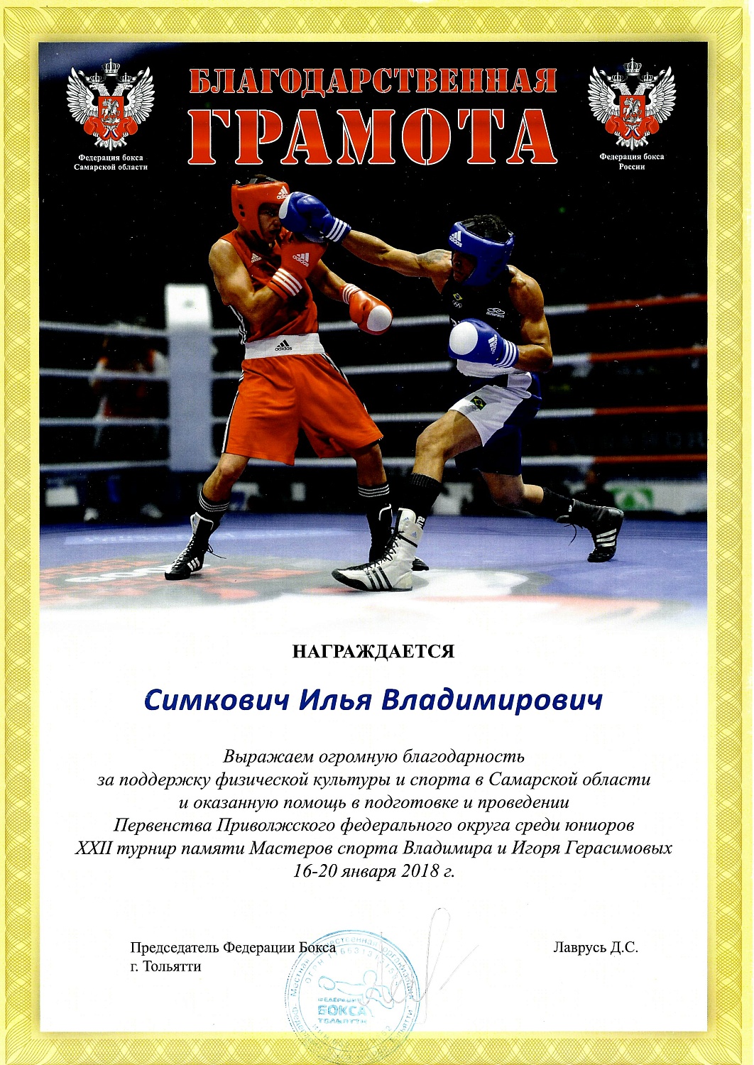 Вклад в поддержку физической культуры и спорта в Самарской области